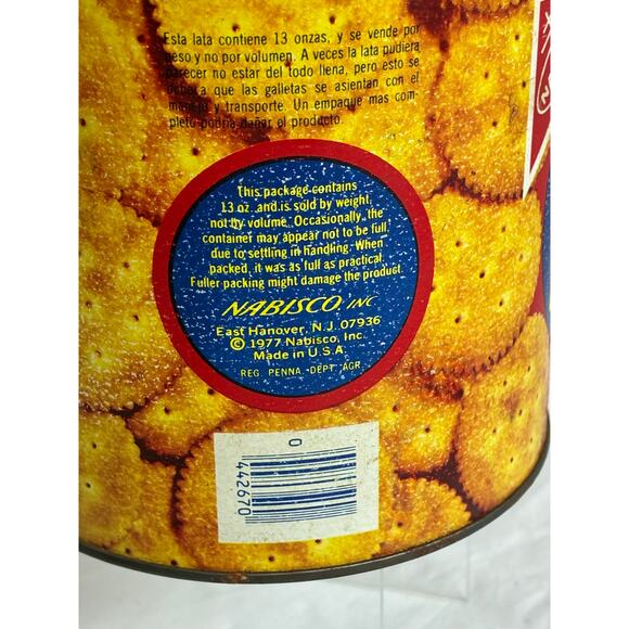 Nabisco Vintage 1977 Ritz Crackers Advertising Collectible 13 oz Tin with Lid - Picture 5 of 9